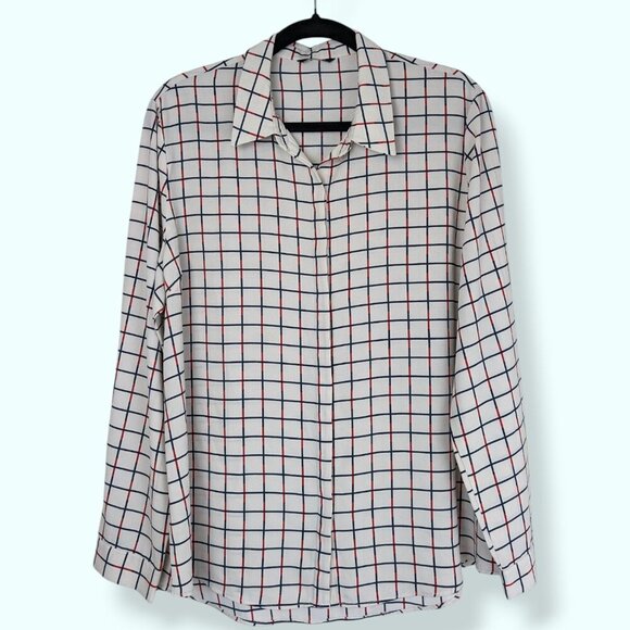 (2/$20) Splash Red & Blue Line Blouse - Picture 4 of 8